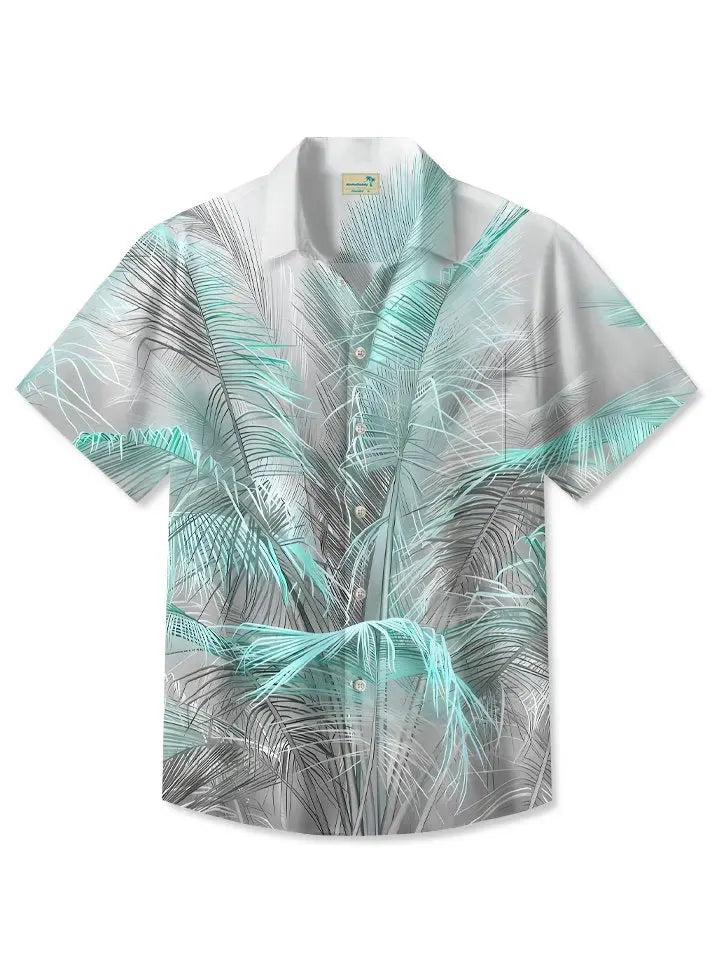 Colorful Tropical Summer Contrasting Plant Leaves Hawaiian Shirt For Summer Vacation, Beach Travel, And Casual Wear