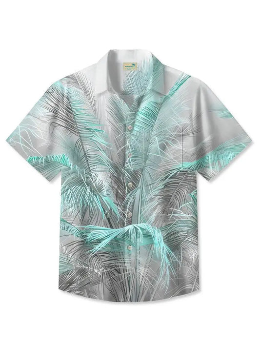 Colorful Tropical Summer Contrasting Plant Leaves Hawaiian Shirt For Summer Vacation, Beach Travel, And Casual Wear