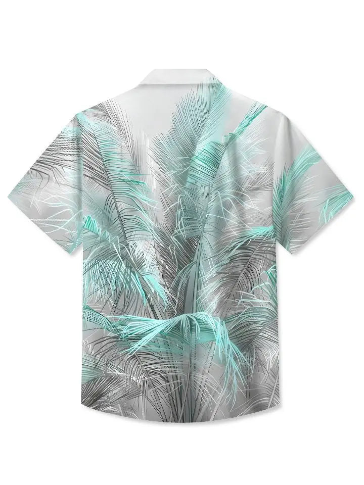 Colorful Tropical Summer Contrasting Plant Leaves Hawaiian Shirt For Summer Vacation, Beach Travel, And Casual Wear