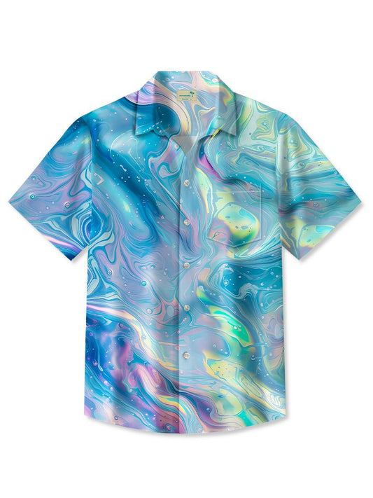 Summer Corrugated Metallic Rainbow Vacation Hawaiian Shirt For Beach Days, Summer Outings, And Thoughtful Gift Giving