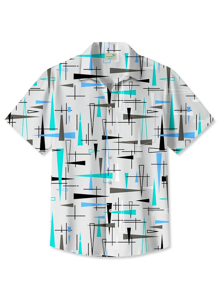 Summer Ethnic Geometric Resort Hawaiian Shirt For Resort Trips, Coastal Parties, And Warm Weather Style