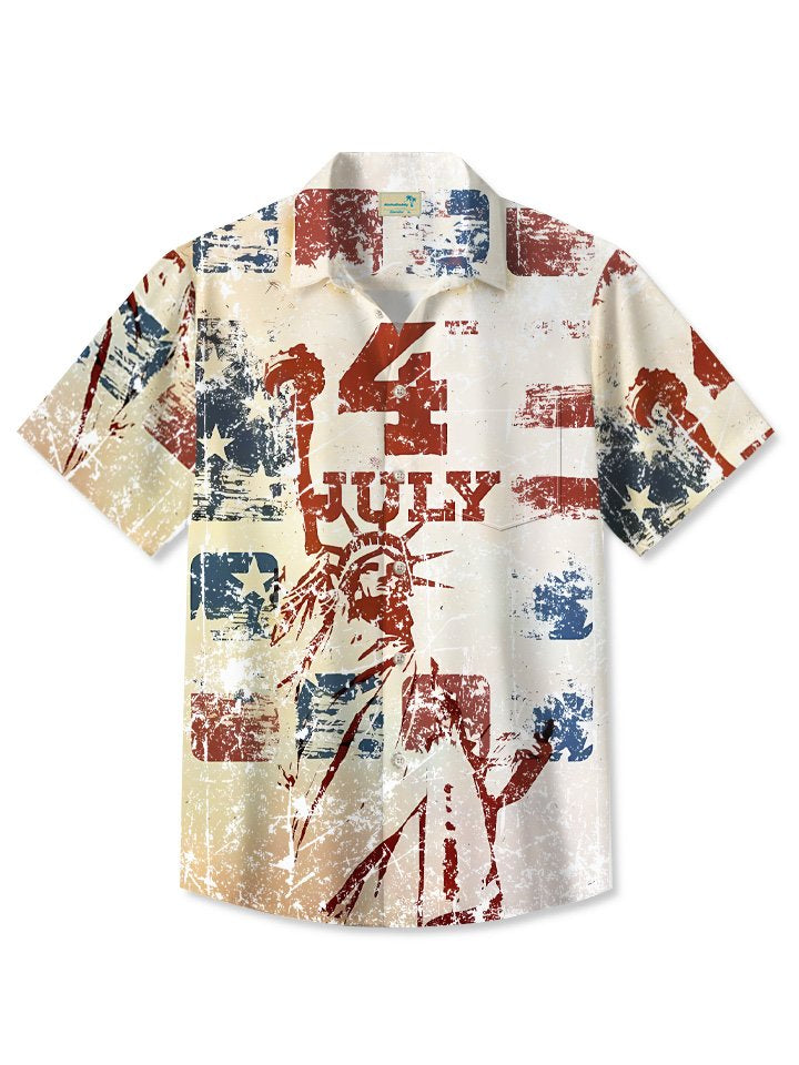 Summer Flag Independence Beach Vacation Hawaiian Shirt For Patriotic Events, Summer Travel, And Casual Outdoor Wear