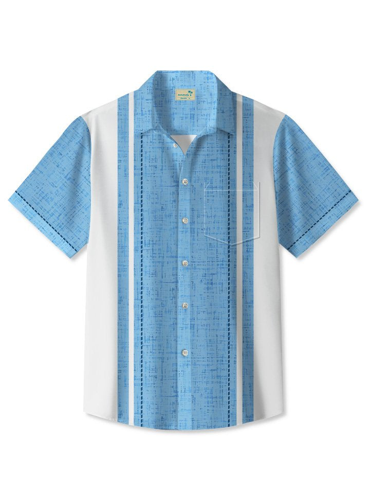 Vintage Summer Geometric Lines 50S Bowling Hawaiian Shirt For Resort Trips, Coastal Parties, And Warm Weather Style