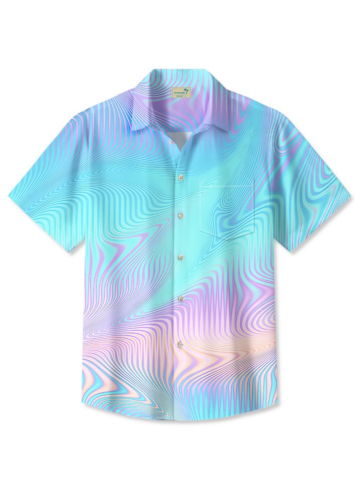 Summer Geometric Lines Gradient Color Leisure Beach Vacation Hawaiian Shirt