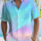 Hawaiian Shirt / Adults / S Summer Geometric Lines Gradient Color Leisure Beach Vacation Hawaiian Shirt
