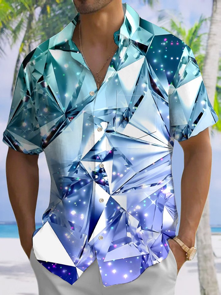 Hawaiian Shirt / Adults / S Summer Geometric Pattern 3D Art Crystal Casual Vacation Hawaiian Shirt