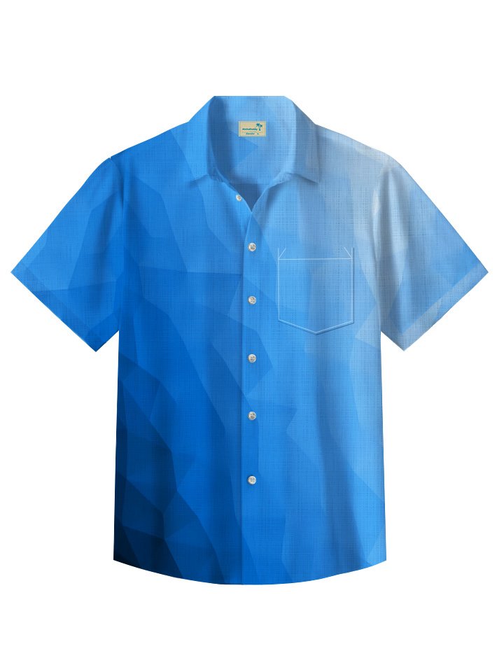 Summer Geometric Pattern Gradient Resort Hawaiian Shirt For Summer Vacation, Beach Travel, And Casual Wear