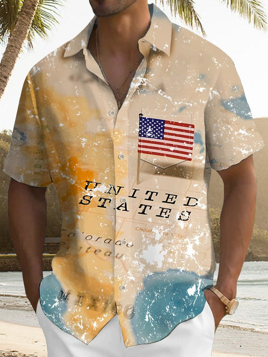 Summer Holiday Flag Independence Vacation Hawaiian Shirt For Winter Celebrations, Beach Travel, And Relaxed Holiday Wear