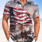 Retro Summer Holiday Independence Flag Vacation Hawaiian Shirt For Summer Vacation, Beach Travel, And Casual Wear