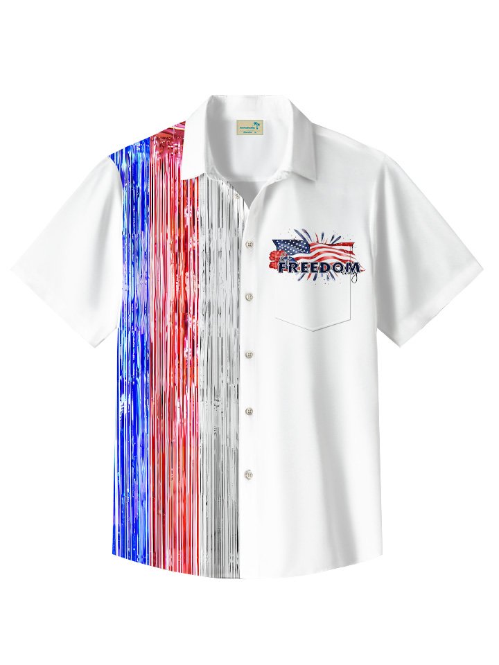 Summer Independence Holiday Flag Vacation Hawaiian Shirt For Winter Celebrations, Beach Travel, And Relaxed Holiday Wear