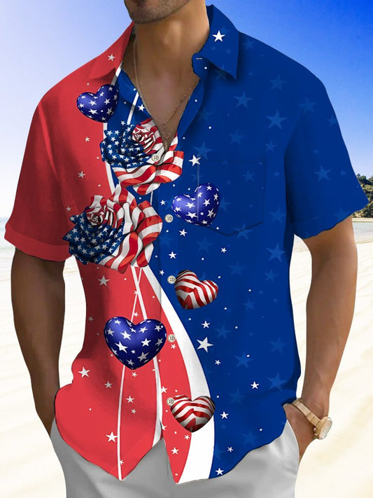 Summer Independence Holiday Flag Vacation Hawaiian Shirt For Coastal Travel, Casual Events, And Comfortable Summer Wear