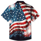 Retro Summer Independence Holiday Flag Vacation Hawaiian Shirt For Summer Vacation, Beach Travel, And Casual Wear