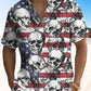 Retro Summer Independence Holiday Skull Vacation Hawaiian Shirt For Summer Vacation, Beach Travel, And Casual Wear