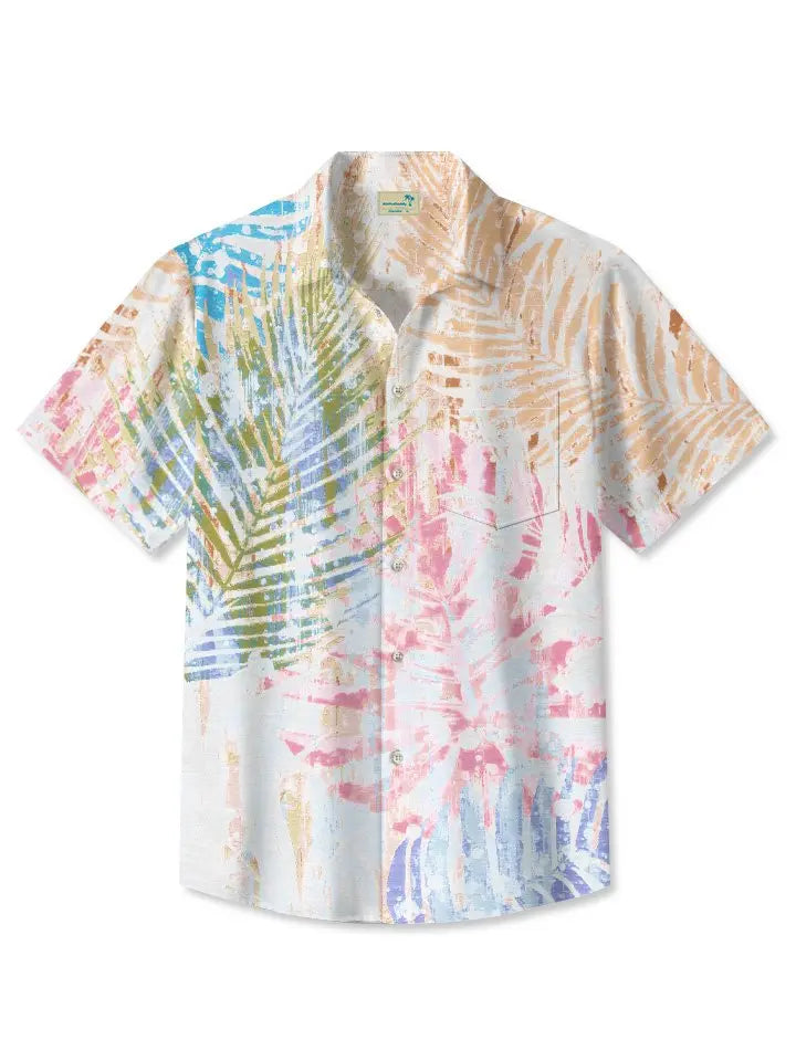 Summer Leaves Beach Vacation Hawaiian Shirt For Tropical Holidays, Resort Trips, And Relaxed Coastal Style