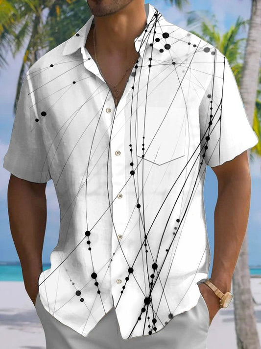 Summer Lines Curves Geometric Pattern Vacation Hawaiian Shirt For Summer Vacation, Beach Travel, And Casual Wear