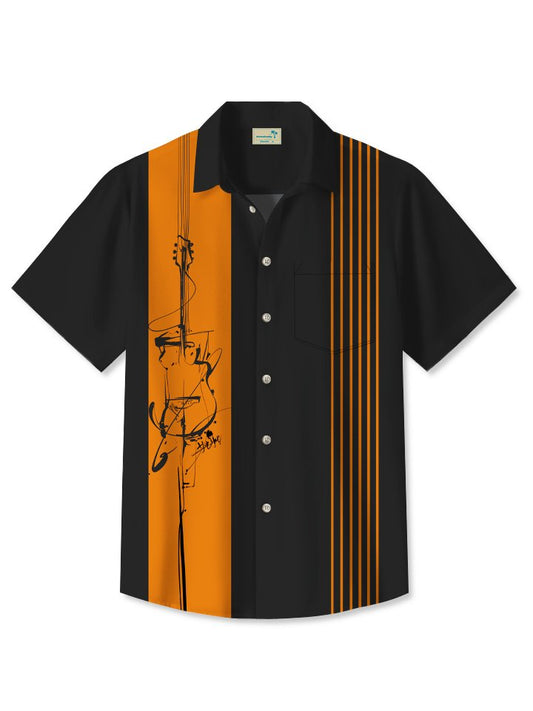 Vintage Summer Music 50S Bowling Hawaiian Shirt For Coastal Travel, Casual Events, And Comfortable Summer Wear