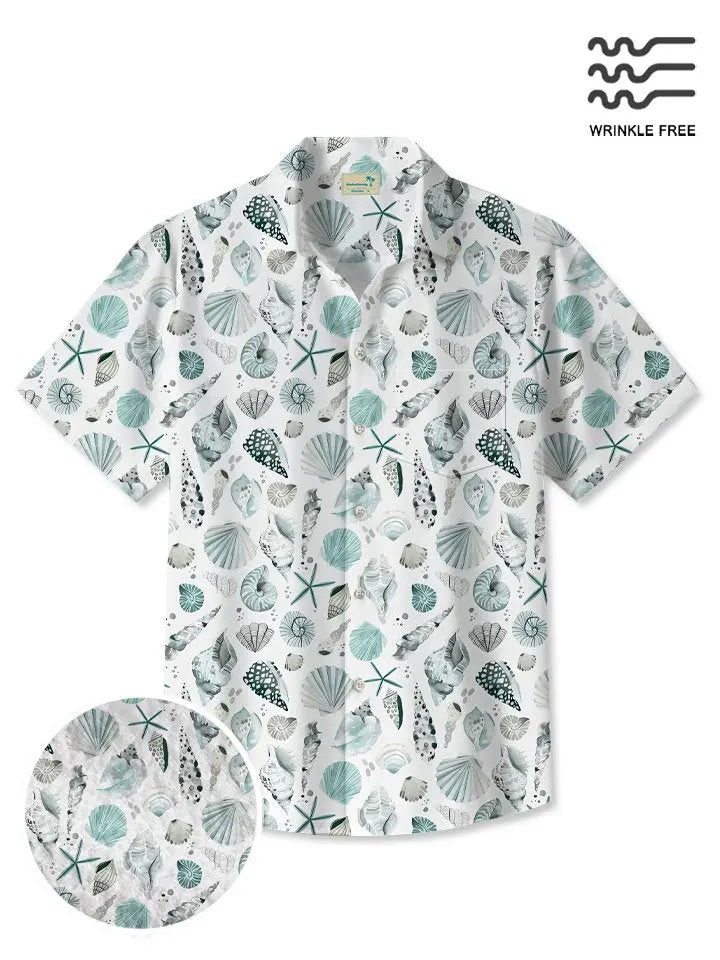 Hawaiian Shirt / Adults / S Summer Ocean Beach Shell Casual Vacation Hawaiian Shirt