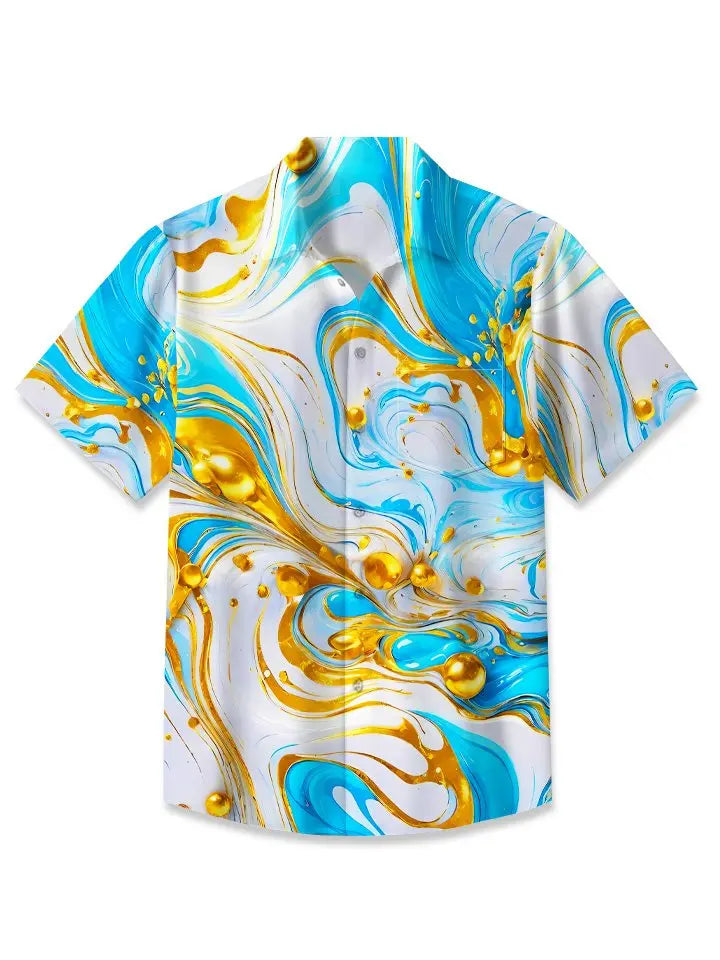 Creative Watercolor Summer Oil Stereo Vacation Hawaiian Shirt For Summer Vacation, Beach Travel, And Casual Wear