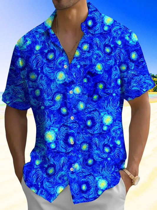 Watercolor Colorful Summer Oil Gradient Contrast Beach Hawaiian Shirt For Summer Vacation, Beach Travel, And Casual Wear