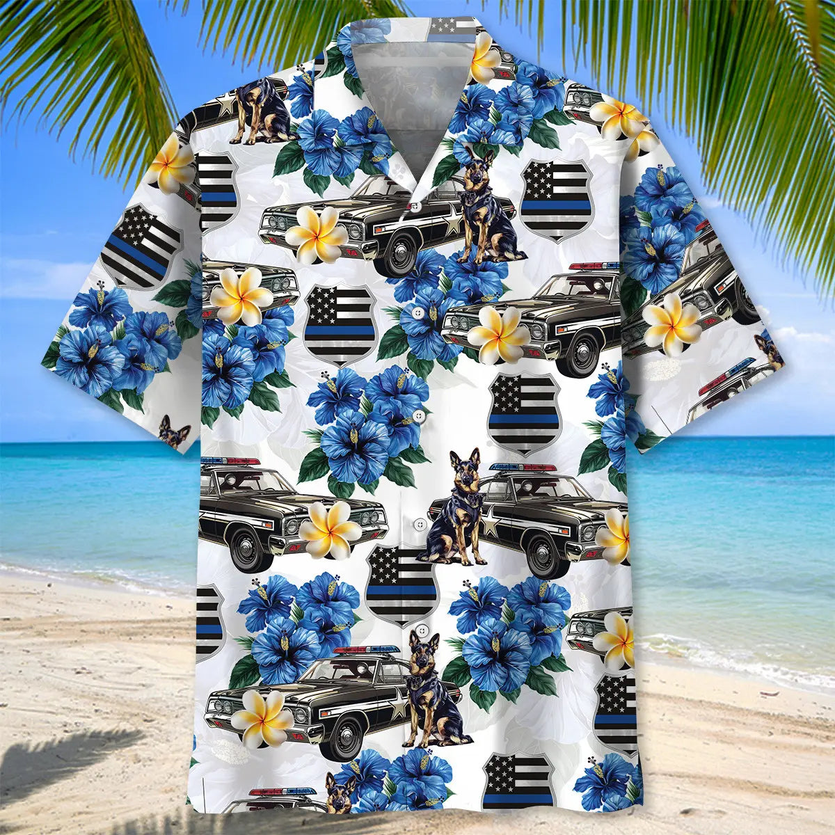 Summer Car Police Hawaiian Shirt For Beach Days, Summer Outings, And Thoughtful Gift Giving