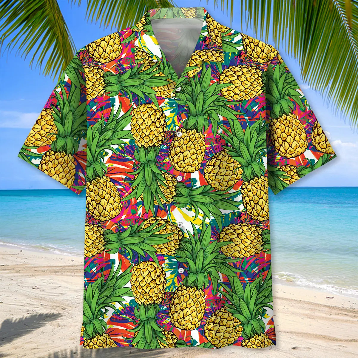 Summer Pineapple Hawaiian Shirt For Island Vacations, Resort Wear, And Relaxed Seasonal Style