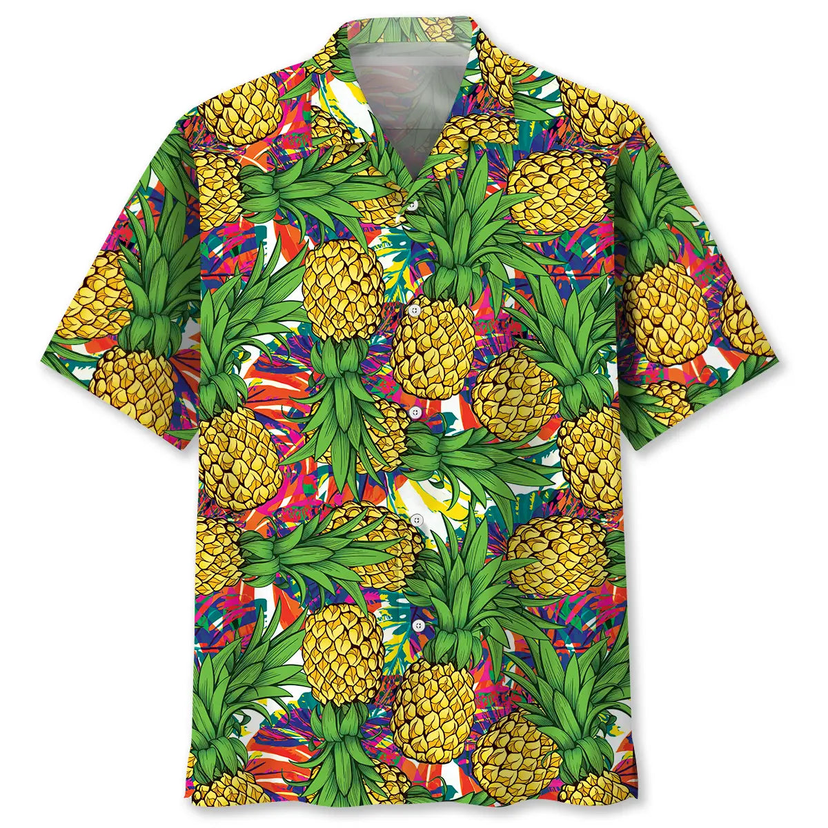 Summer Pineapple Hawaiian Shirt For Island Vacations, Resort Wear, And Relaxed Seasonal Style