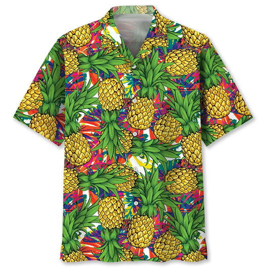 Summer Pineapple Hawaiian Shirt For Island Vacations, Resort Wear, And Relaxed Seasonal Style