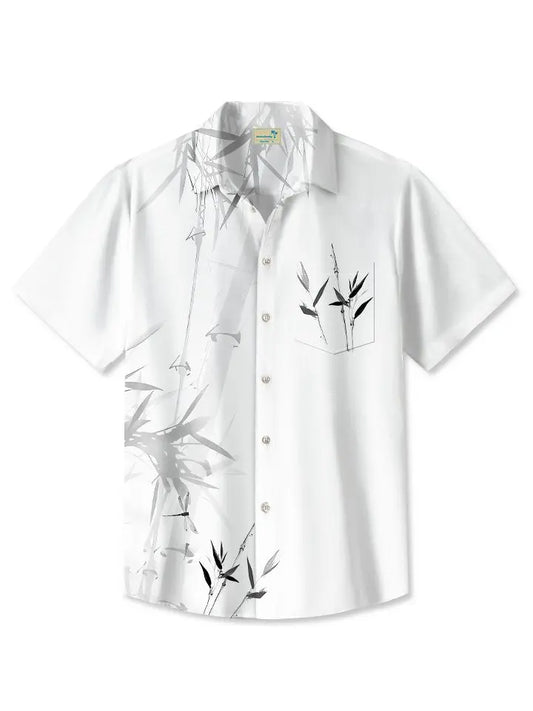 Summer Plant Bamboo Vacation Hawaiian Shirt For Summer Vacation, Beach Travel, And Casual Wear