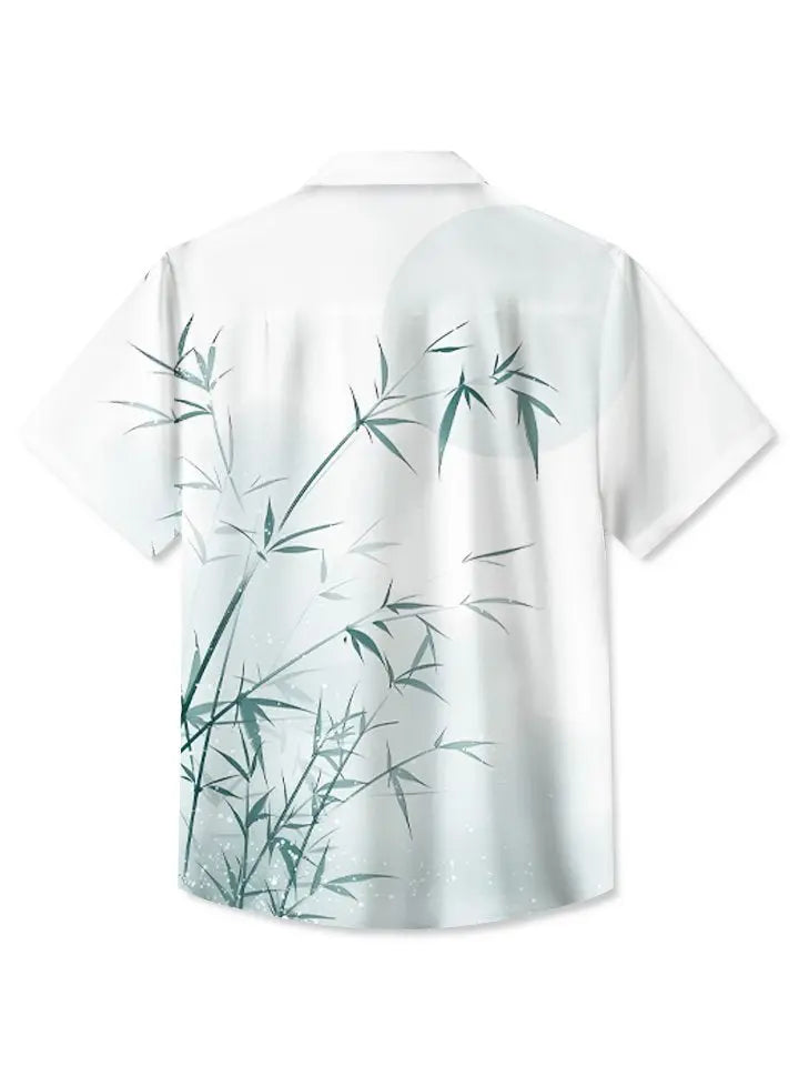 Summer Plant Bamboo Simple Vacation Hawaiian Shirt For Island Vacations, Resort Wear, And Relaxed Seasonal Style
