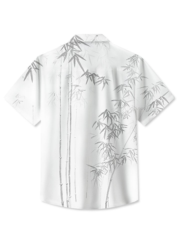 Tropical Summer Plant Bamboo Vacation Hawaiian Shirt For Summer Vacation, Beach Travel, And Casual Wear