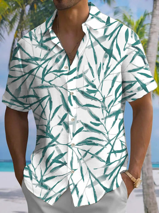 Summer Plant Leaves Beach Vacation Hawaiian Shirt For Coastal Travel, Casual Events, And Comfortable Summer Wear