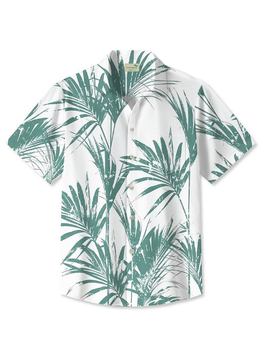 Summer Plant Leaves Vacation Hawaiian Shirt For Tropical Holidays, Resort Trips, And Relaxed Coastal Style