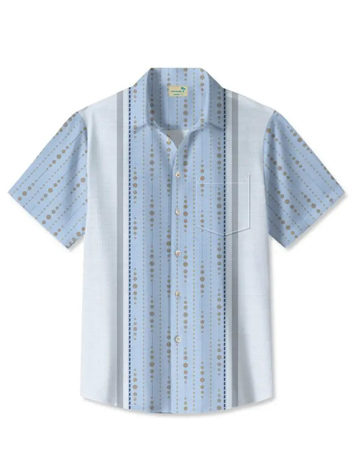 Summer Polka Dot Lines Simple Commuting Casual 50s Vintage Bowling Hawaiian Shirt