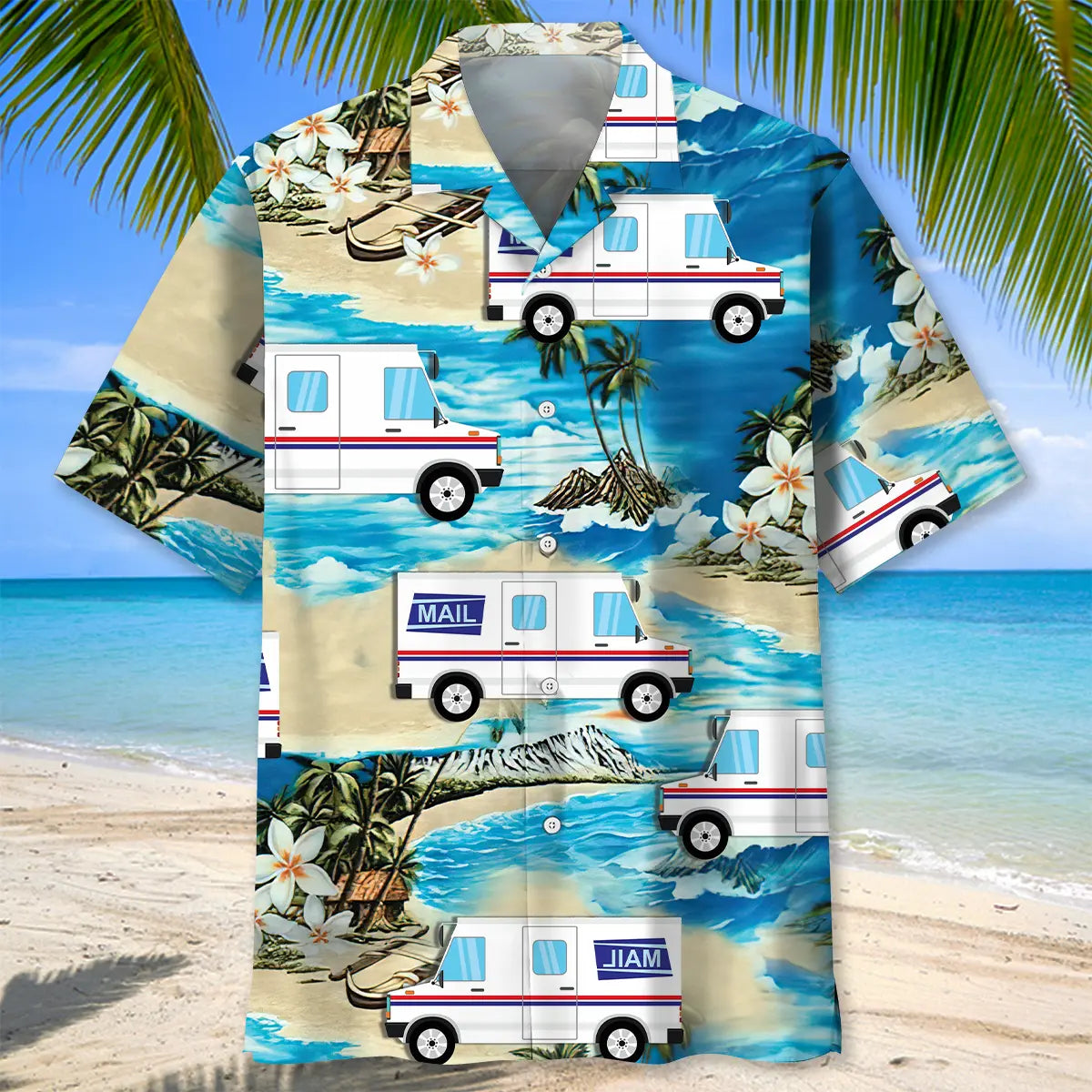 Summer Postal Service Car Hawaiian Shirt For Island Getaway And Casual Wear
