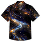 Summer Starry Sky Fluorescent 3D Stereo Leisure Vacation Hawaiian Shirt