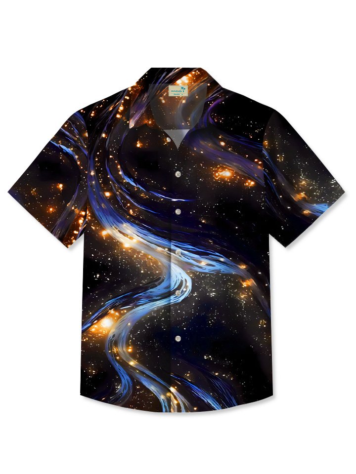 Summer Starry Sky Fluorescent 3D Stereo Leisure Vacation Hawaiian Shirt