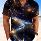 Hawaiian Shirt / Adults / S Summer Starry Sky Fluorescent 3D Stereo Leisure Vacation Hawaiian Shirt