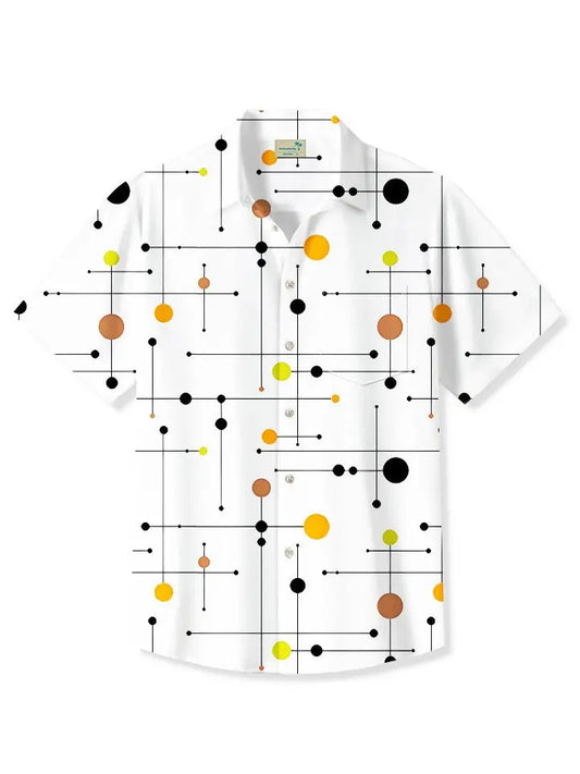Tropical Summer Lines Geometric Pattern Vacation Hawaiian Shirt For Summer Vacation, Beach Travel, And Casual Wear