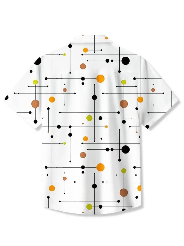 Tropical Summer Lines Geometric Pattern Vacation Hawaiian Shirt For Summer Vacation, Beach Travel, And Casual Wear