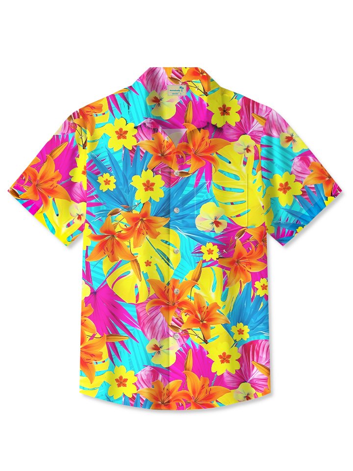 Summer Tropical Plant Flower Casual Beach Vacation Hawaiian Shirt