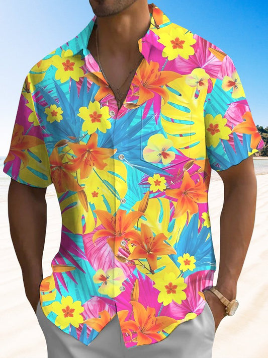 Floral Tropical Summer Plant Beach Vacation Hawaiian Shirt For Beach Days, Summer Outings, And Thoughtful Gift Giving
