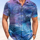 Tropical Summer Plant Leaves Beach Vacation Hawaiian Shirt For Summer Vacation, Beach Travel, And Casual Wear