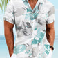 Colorful Tropical Summer Vegetation Leaves Contrast Hawaiian Shirt For Summer Vacation, Beach Travel, And Casual Wear