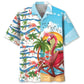 Summer Vacation Flamingo Hawaiian Shirt For Summer Vacation, Beach Travel, And Casual Wear