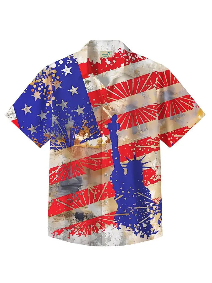 Vintage Summer Independence Flag Vacation Hawaiian Shirt For Beach Days, Summer Outings, And Thoughtful Gift Giving