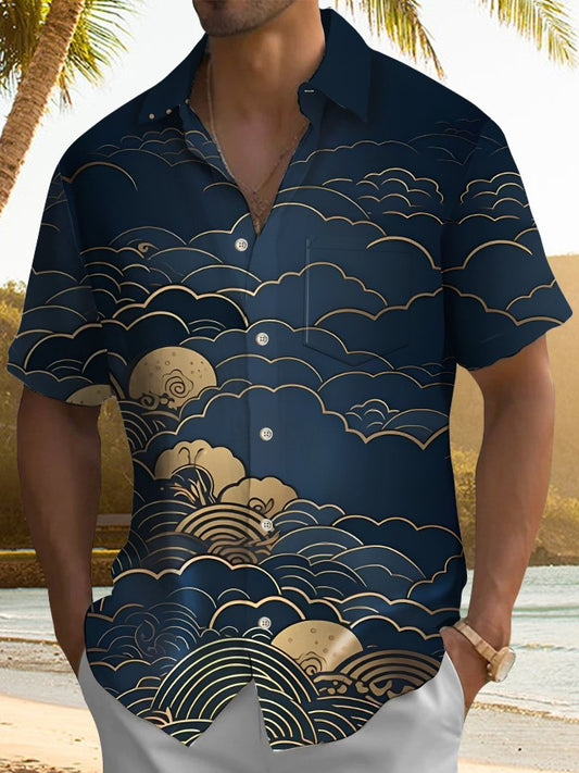 Summer Wave Beach Vacation Hawaiian Shirt For Summer Vacation, Beach Travel, And Casual Wear