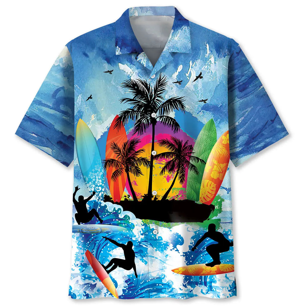Surfing Beach Hawaiian Shirt For Tropical Holidays, Outdoor Gatherings, And Everyday Comfort