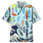 Surfing Blue Hawaiian Shirt For Beach Days, Summer Outings, And Thoughtful Gift Giving
