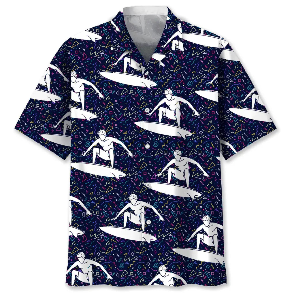 Colorful Surfing Hawaiian Shirt For Beach Days, Weekend Events, And Thoughtful Gift Giving