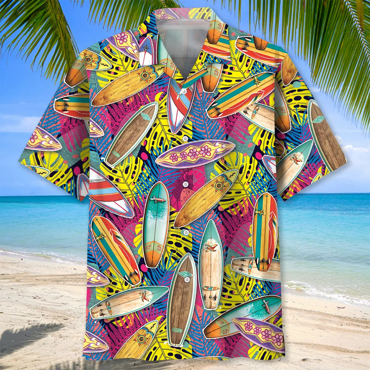 Surfing Nature Hawaiian Shirt For Summer Vacation, Beach Travel, And Casual Wear